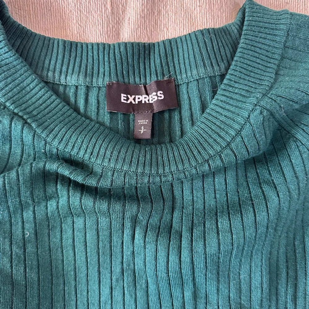 Express Ribbed Teal Sweater - Picture 2 of 5